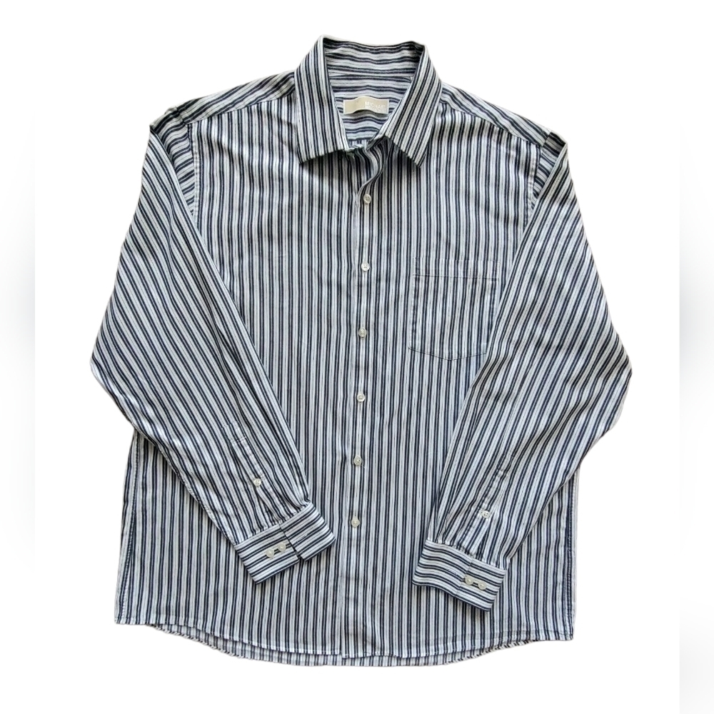 Michael Kors Men's Stripped Button Up Collared Long Sleeve Shirt Sz.17 3…